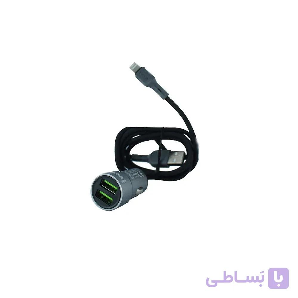 فندکی خودرو فست دو پورت آیون مدل IVON CC38 با کابل میکرو USB — تصویر 1