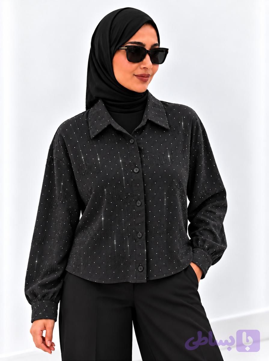 شومیز زنانه نگین‌دار و گلدوزی‌شده