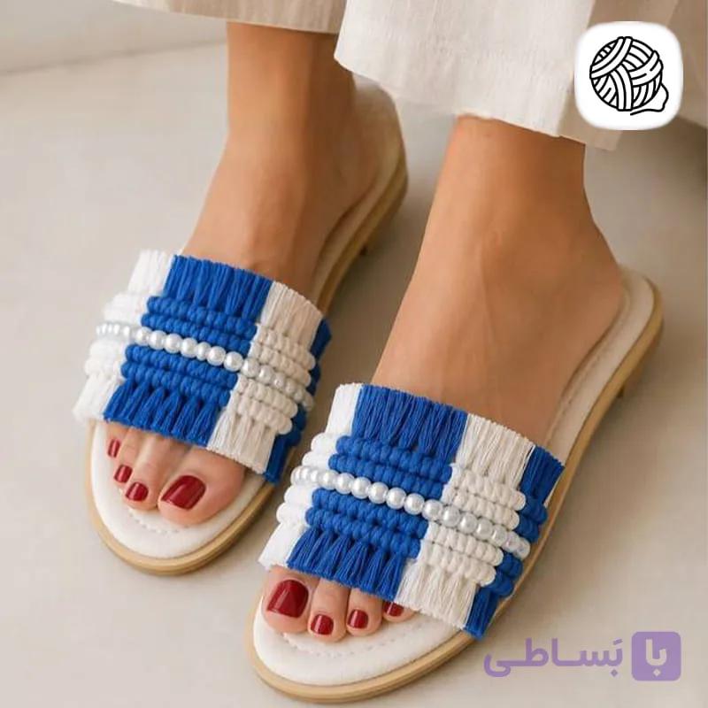 صندل زنانه مکرومه بافی مدل مهیره