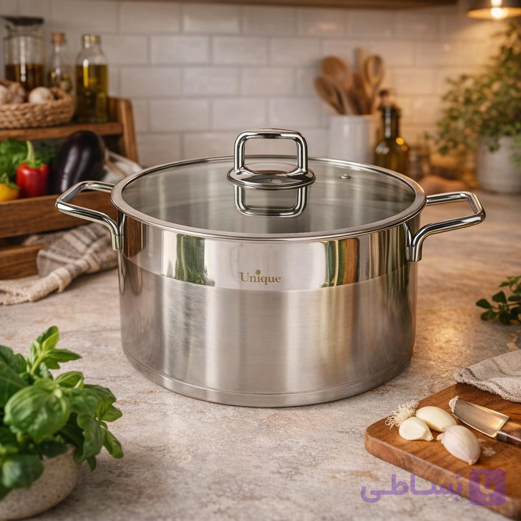 قابلمه استیل سایز 28 (فلت) کد UN-9908 — تصویر 1