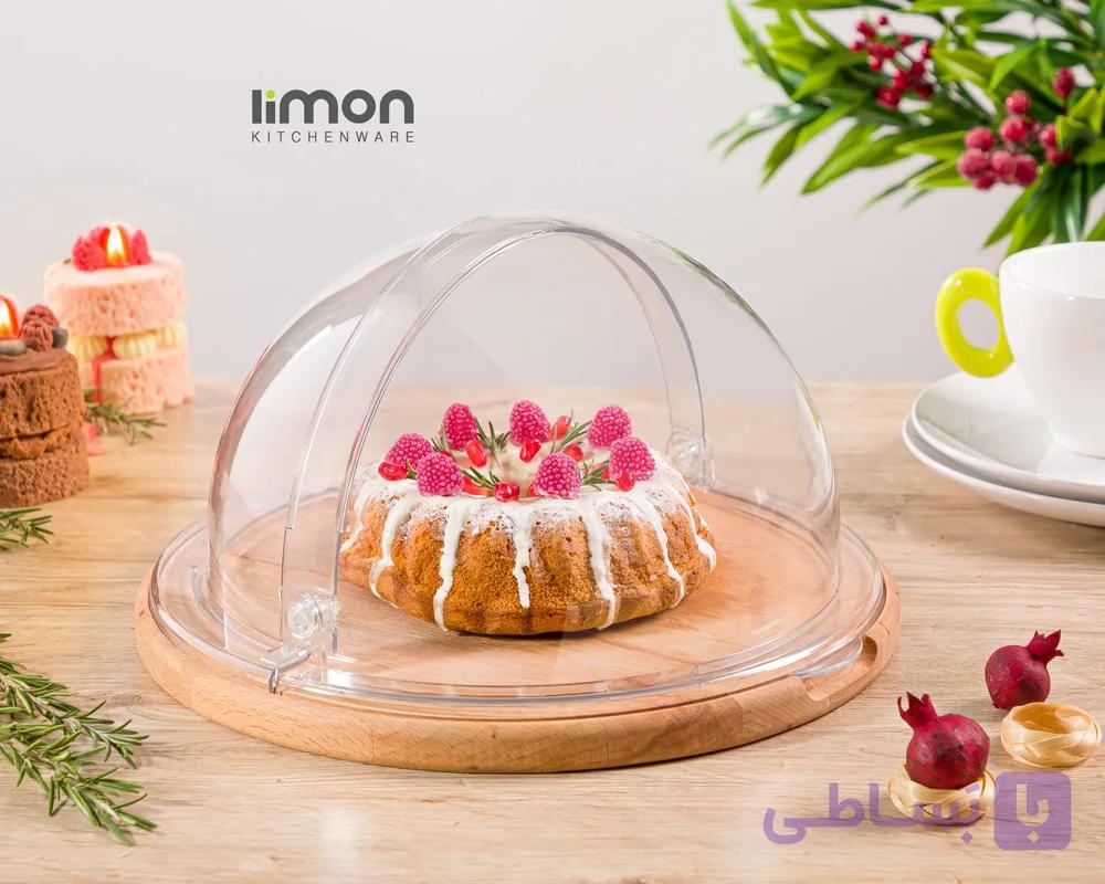 ظرف سرو کیک لیمون پایه چوبی — تصویر 1
