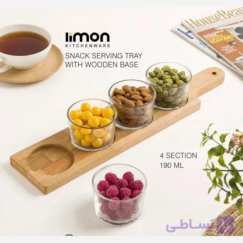 اردو خوري کاسه گرد پایه چوبي لیمون — تصویر 1