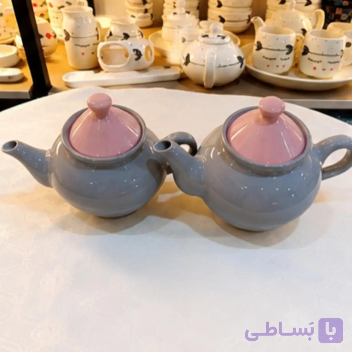 قوری صورتی خاکستری — تصویر 1
