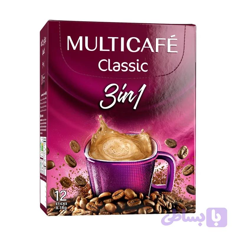 کافی میکس 3 در1 برند مولتی کافه جعبه 12 عددی