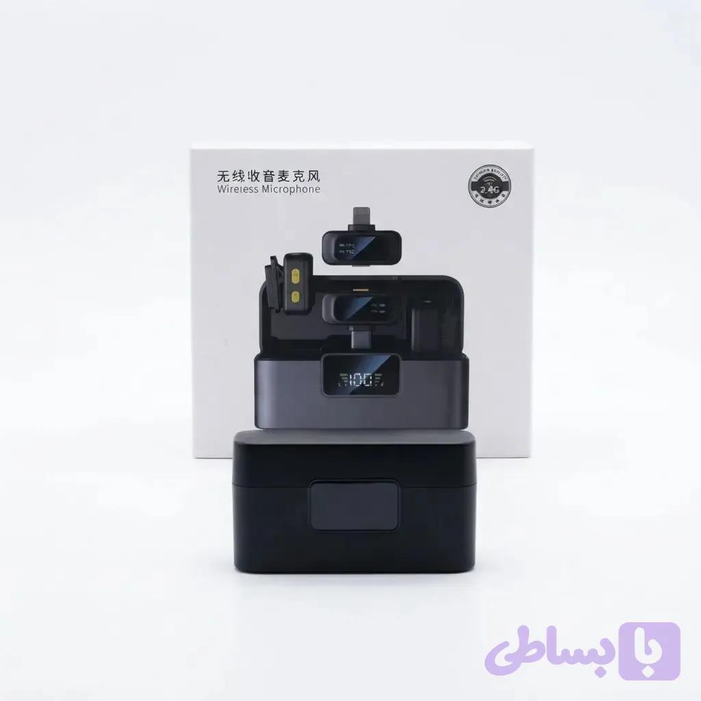 میکروفن بی‌سیم یقه‌ای دو نفره (پک کامل آیفون و اندروید) | مدل 2.4G