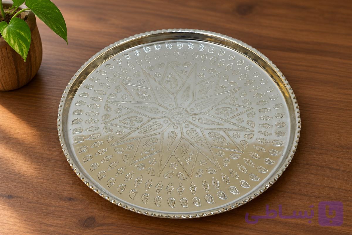 سینی مسی چای خوری سفید — تصویر 1