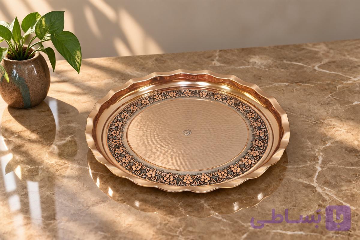 سینی مسی پذیرائی سیاه قلم متوسط