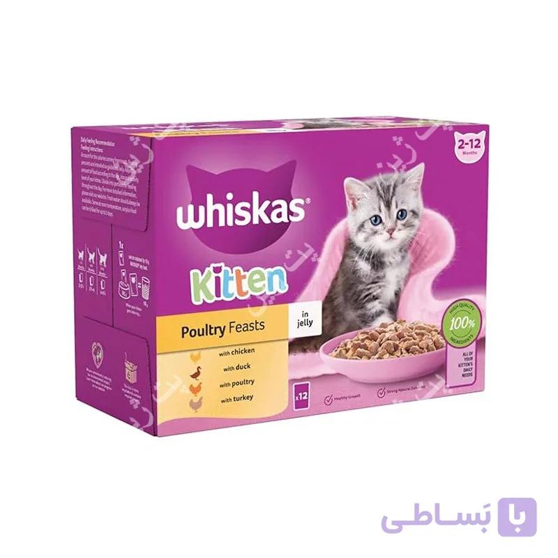 پوچ بچه گربه ویسکاس مدل سلکشن گوشت پرندگان در ژله 85 گرم