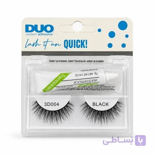 مژه 3بعدی 004+چسب مژه بیرنگ برندDUO