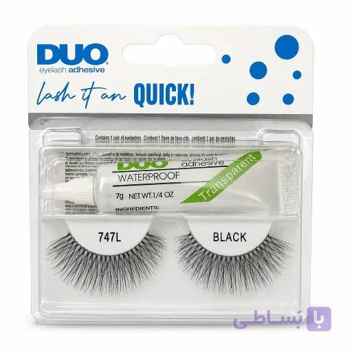 مژه مصنوعی747L+چسب مژه بیرنگ برندDUO