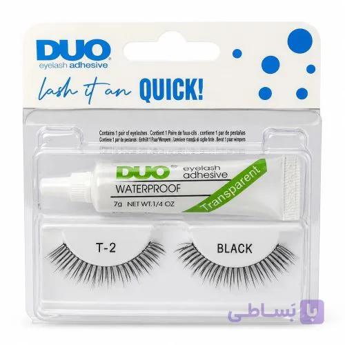 مژه مصنوعیT2 +چسب مژه بیرنگ برندDUO