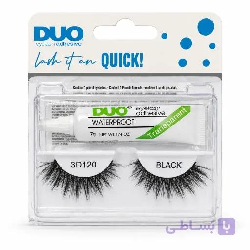 مژه 3بعدی 120+چسب مژه بیرنگ برندDUO