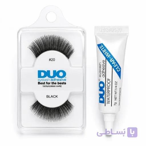 چسب مژه سفید +مژه جفتی شماره 20 برند duo