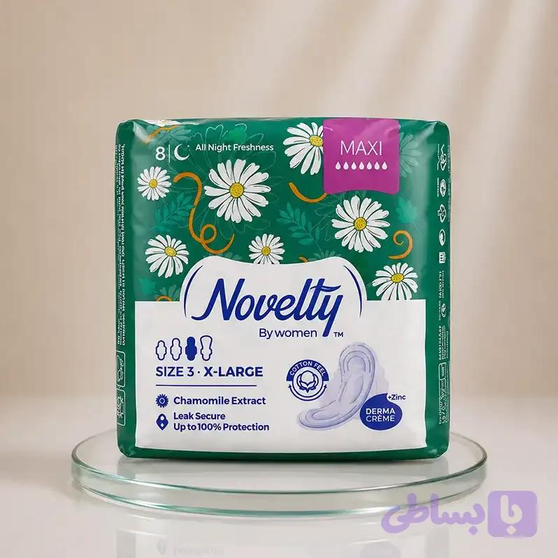 نوار بهداشتی بالدار ناولتی حاوی عصاره بابونه مدل Maxi سایز خیلی بزرگ بسته 8 عددی