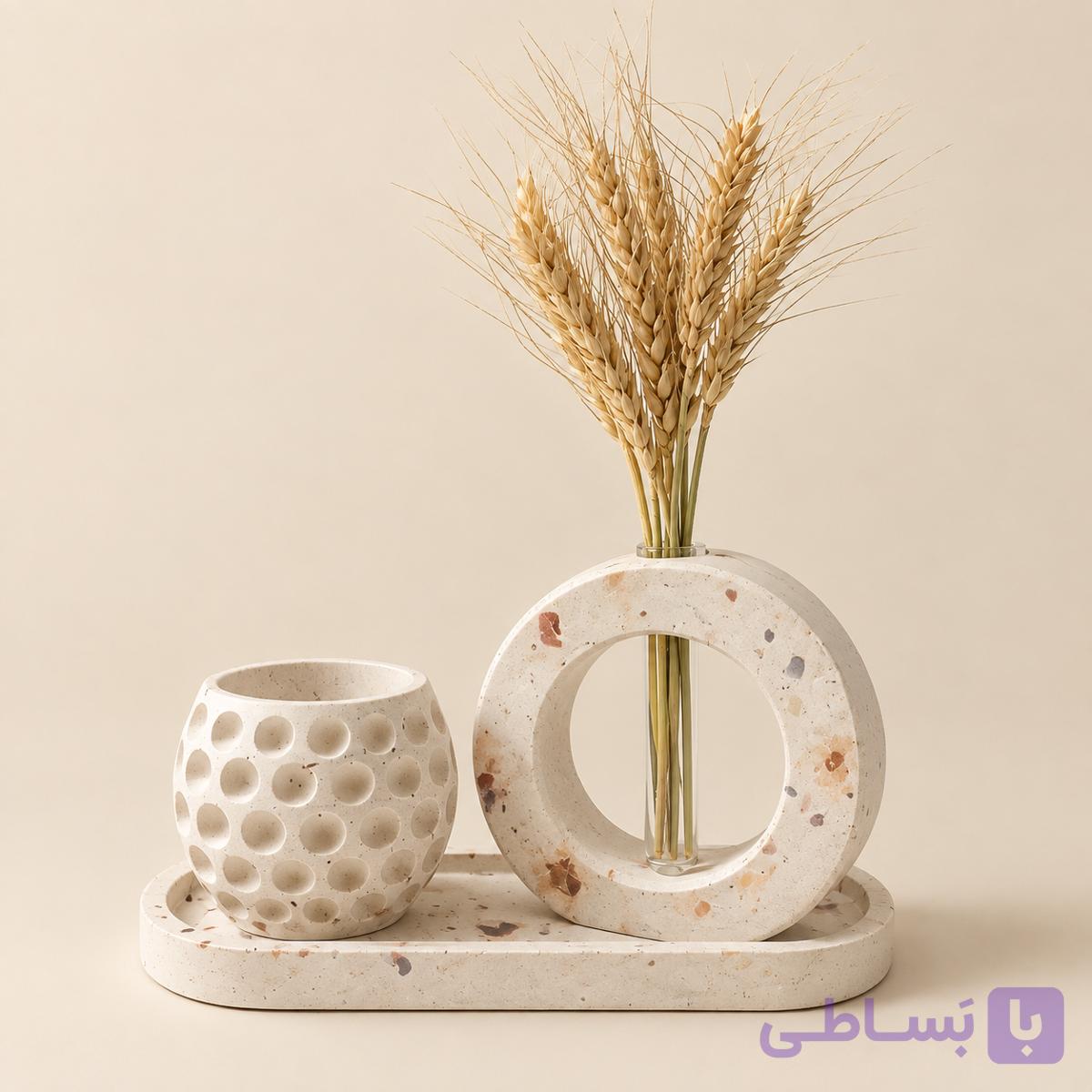 ست دکوراتیو کنار مبلی نوریا سنگ مصنوعی