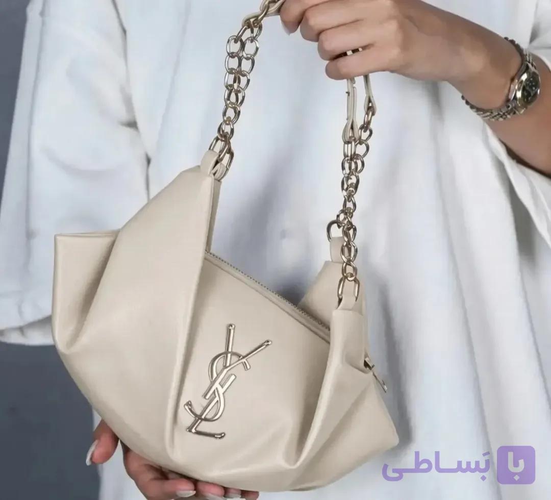 کیف دوشی چین‌دار YSL