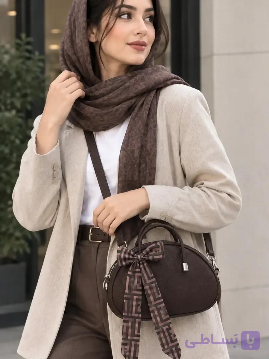 کیف دوشی و دستی زنانه لاله استایل مدل باگت پافی بند گره‌ای