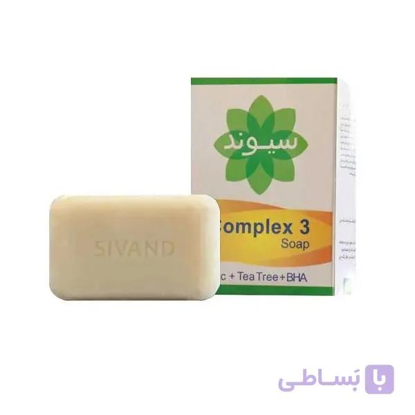 صابون سیوند حاوی روغن درخت چای و تری کلوکاربان Complex 3  | ضد جوش قوی و آنتی باکتریال پوست — تصویر 1