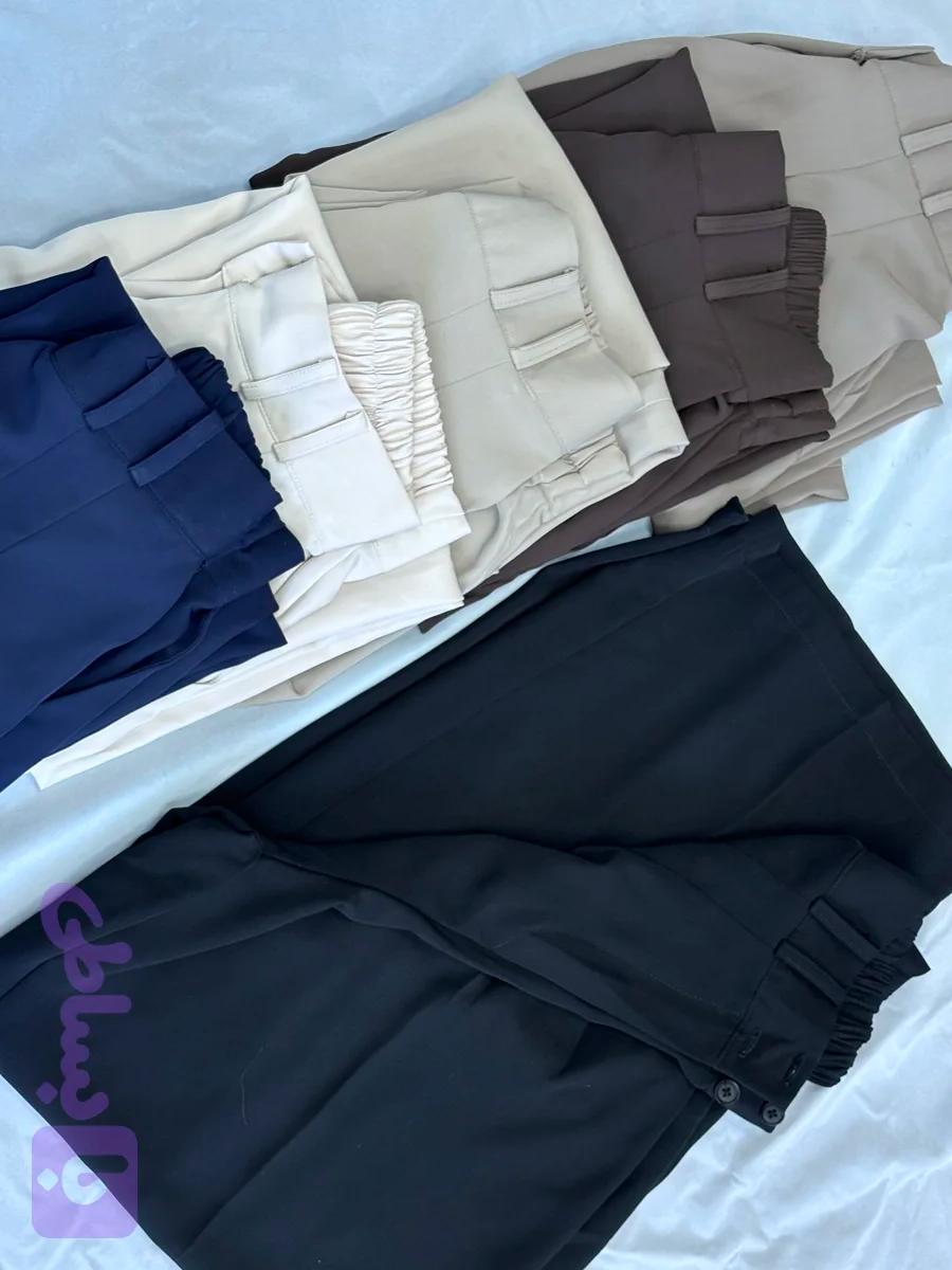 شلوار پارچه ای ریزشی کاترین دررنگبندی بدون چروک
