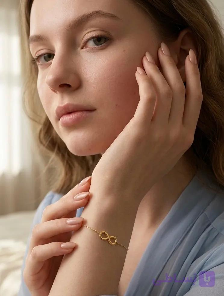 دستبند زنجیری طلا زنانه دخترانه مدل بینهایت