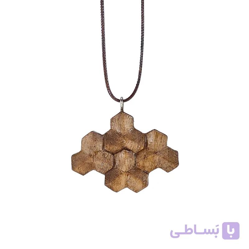 گردنبند دست ساز زنانه مدل چوبی چند ضلعی