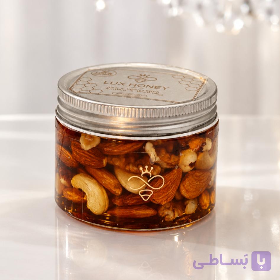 عسل طبیعی پنج مغز 400 گرمی | بسته بندی شیشه‌ای