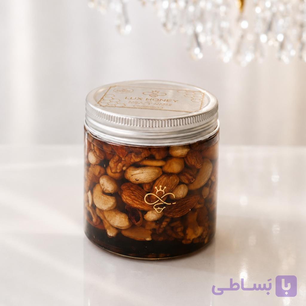 عسل طبیعی پنج مغز 600 گرمی | بسته بندی شیشه‌ای