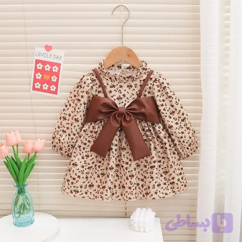 پیراهن دخترانه وارداتی چرم و مخمل کبریتی سایز 1 تا 5 سال