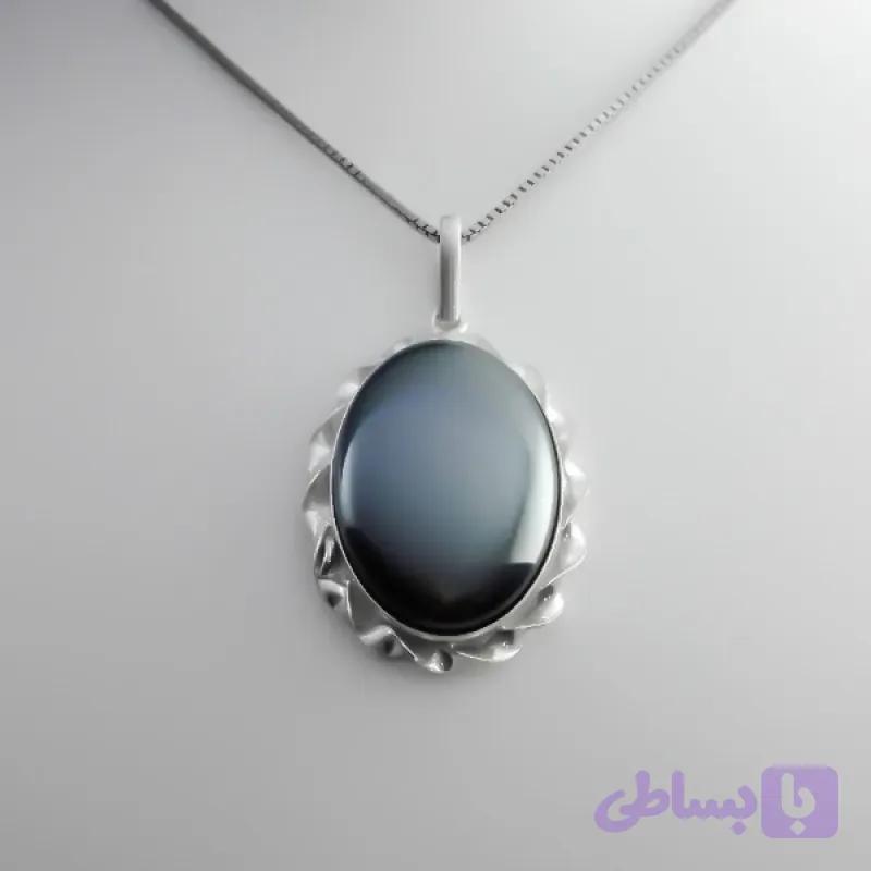 گردنبند نقره حدید صینی طرح بیضی مردانه و زنانه