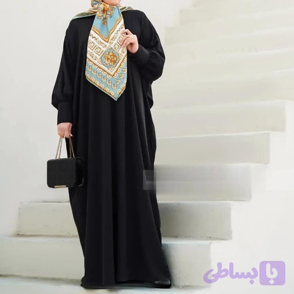 مانتو عبایی عربی مدل بهاره جنس کرپ سوپر الیزه یقه گرد