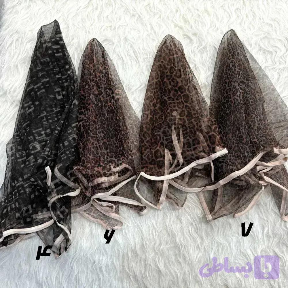مینی اسکارف توری پلنگی نخی سایز 70 در 70 سانتیمتر