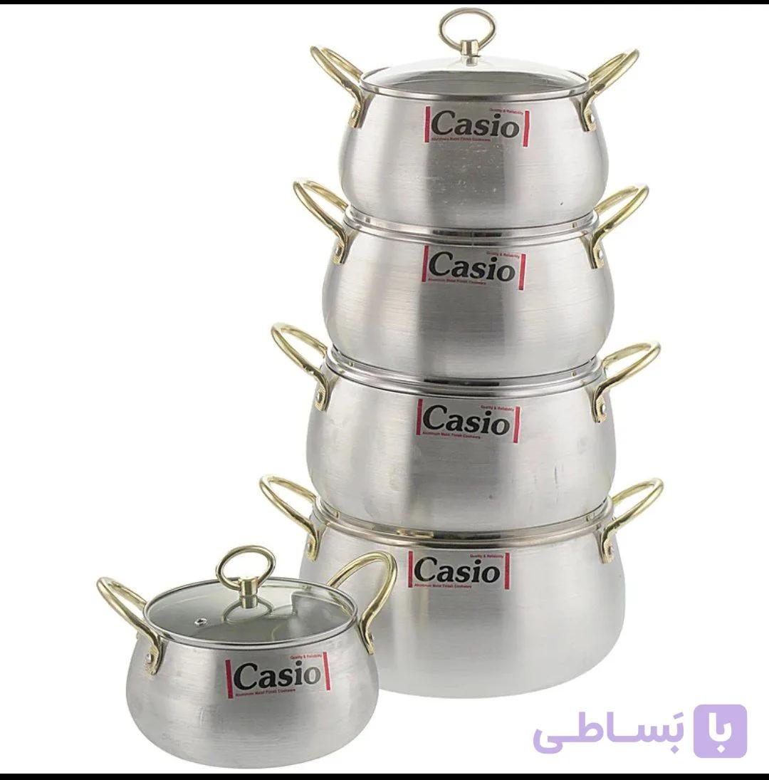 سرویس کاسیو. 10پارچه درب پیرکس دسته طلائی