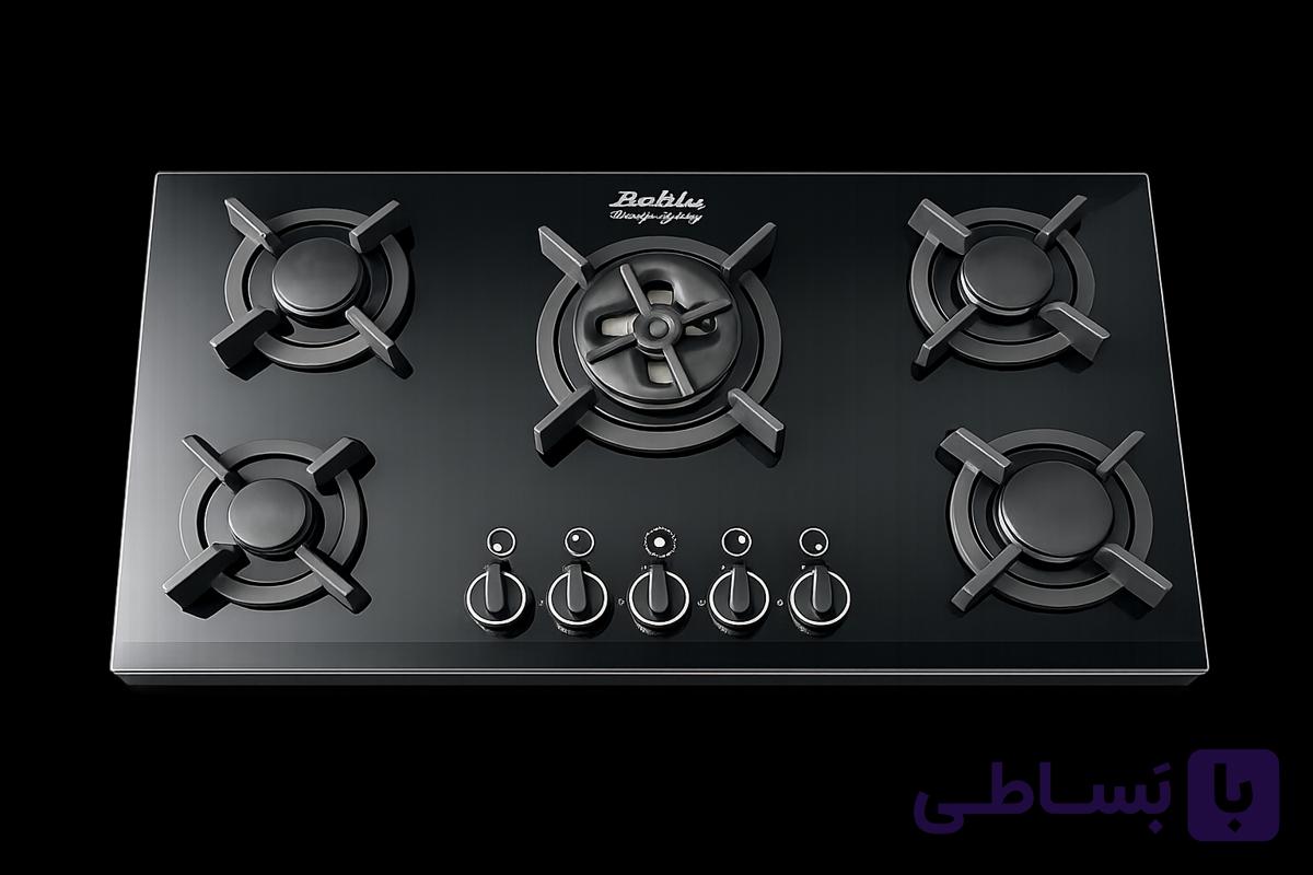 گاز صفحه ای شیشه ای پلو وسط 5 شعله مارک Behini