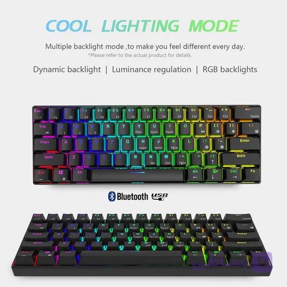 کیبورد بلوتوثی مشکی Royal kludge rk61 rgb (جعبه باز) — تصویر 1