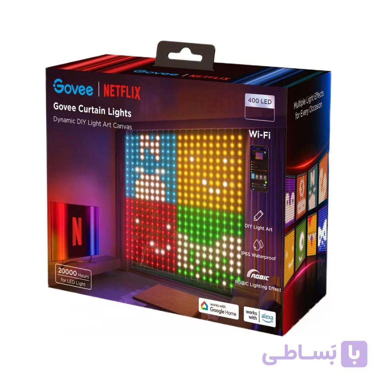 پرده هوشمند گووی Govee Netflix RGBIC Indoor Curtain Lights with 400 LED — تصویر 1