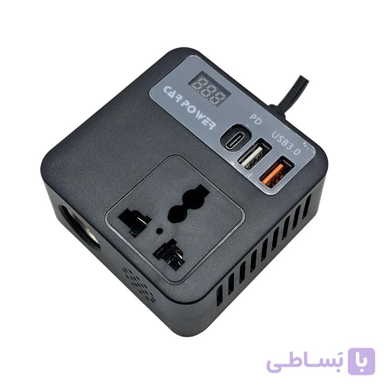 مبدل برق فندکی خودرو به برق شهری 100 وات باس مدل 12V