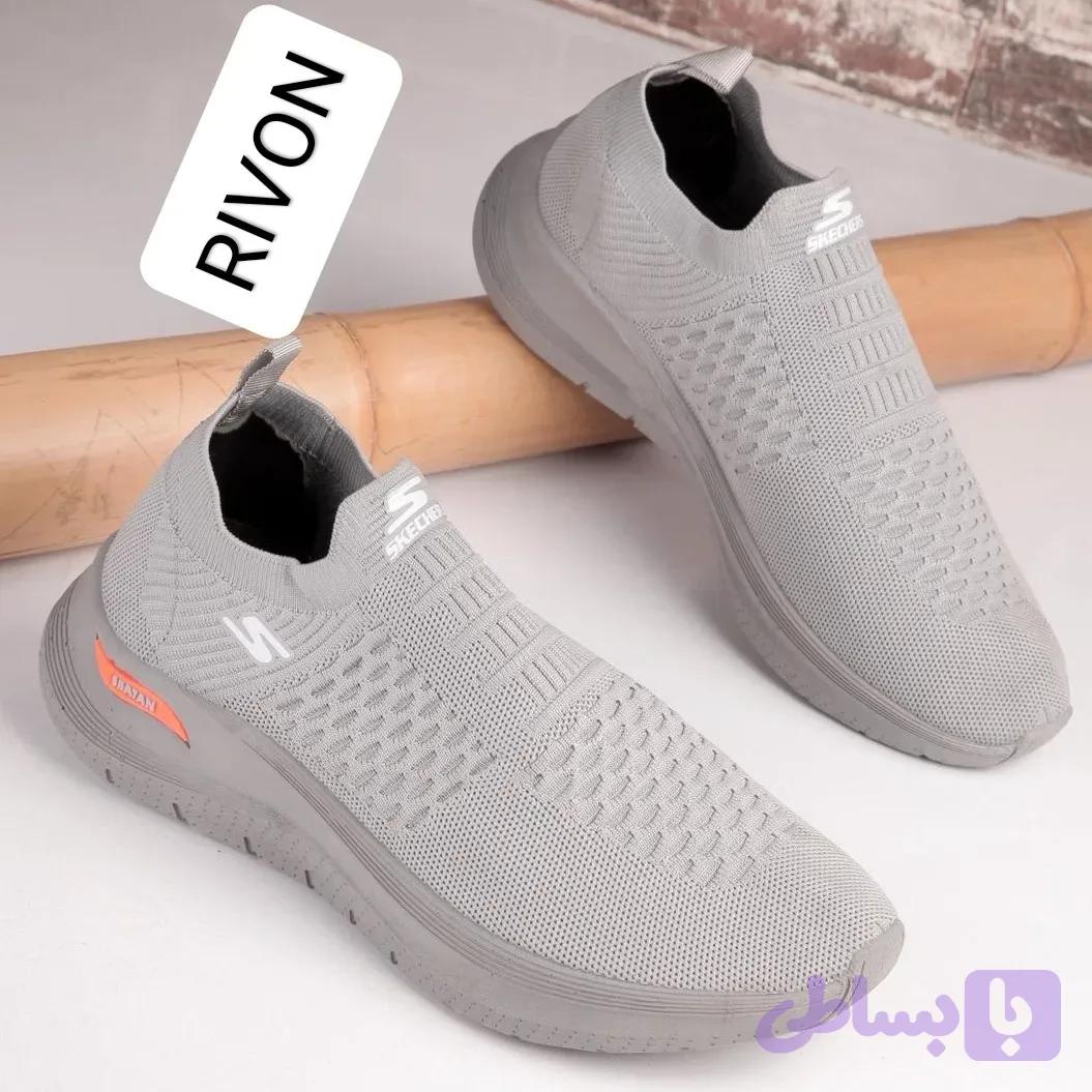 کفش اسکیچرز مدل RIVON طبی لژدار رنگ طوسی روشن مناسب پیادهروی و روزمره سایز 37 تا 44