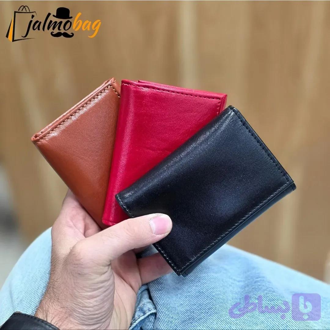 کیف پول جیبی چرم طبیعی گاوی مردانه و زنانه ابعاد 7 در 10 سانتی متر