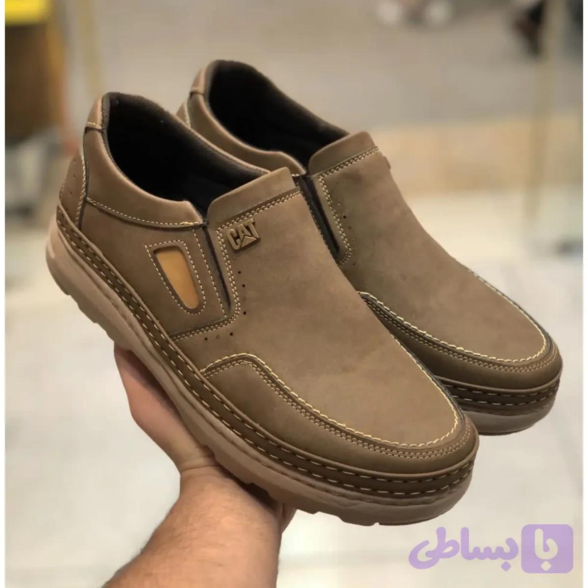 کفش مردانه چرم صنعتی هورس مدل داریوش قهوه ای دور دوخت
