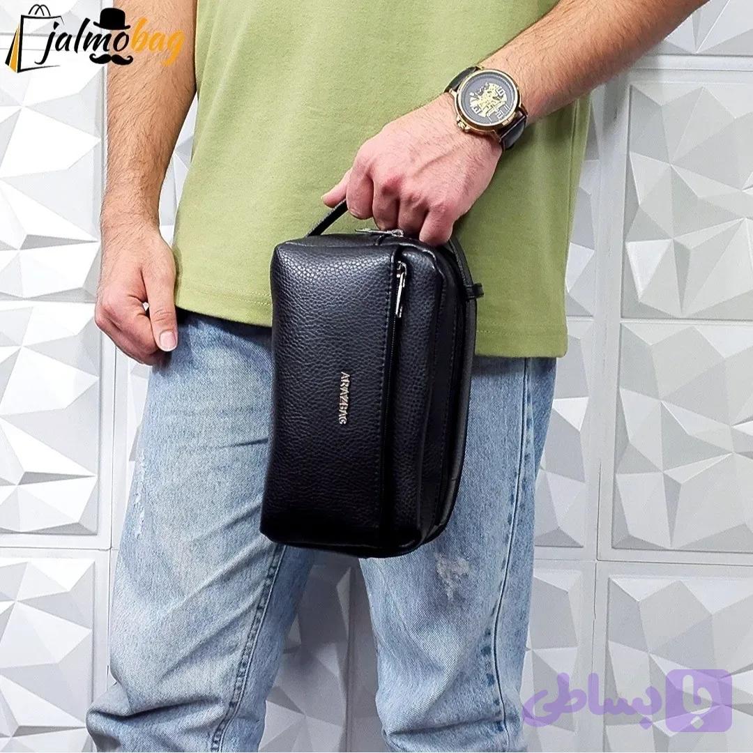 کیف دستی مردانه چرم صنعتی ضد خش شوزبگ دو خانه