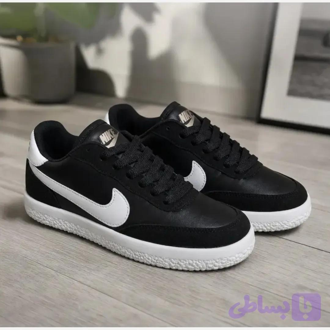 ونس نایک زنانه مدل نارسیس مشکی سفید مخمل و چرم مصنوعی کف دوخت سایز 37 تا 40