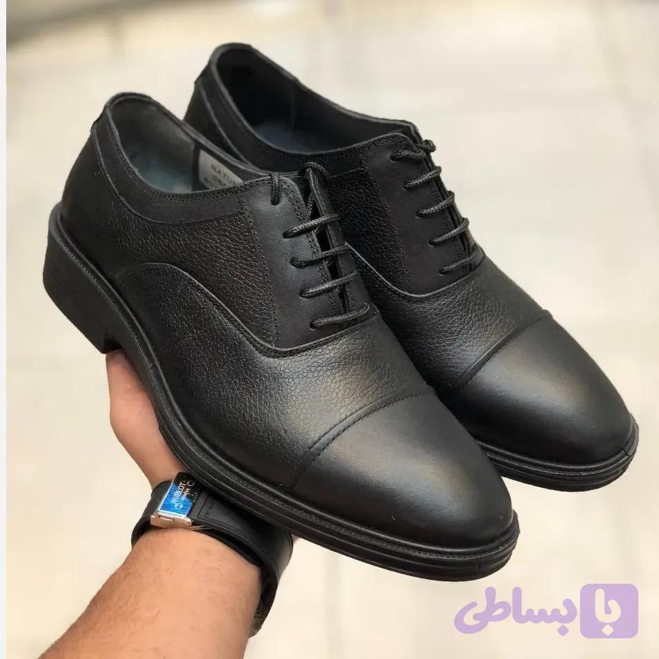 کفش چرم مجلسی مردانه مدل دایمون با رویه چرم طبیعی و زیره طبی