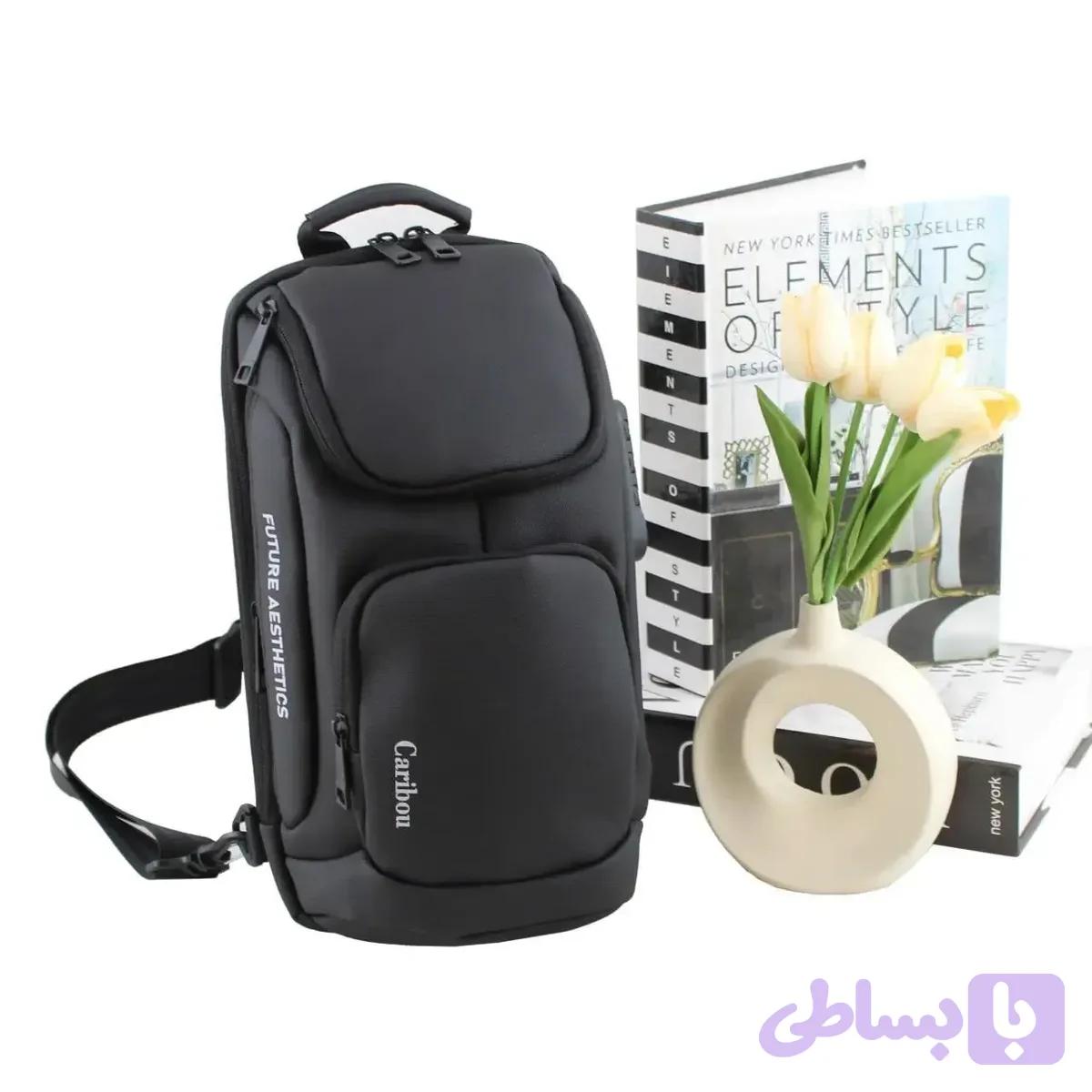 کیف مردانه پارچه ای اسپرت و روزمره قهوه ای تیره جیب دار بند بلند