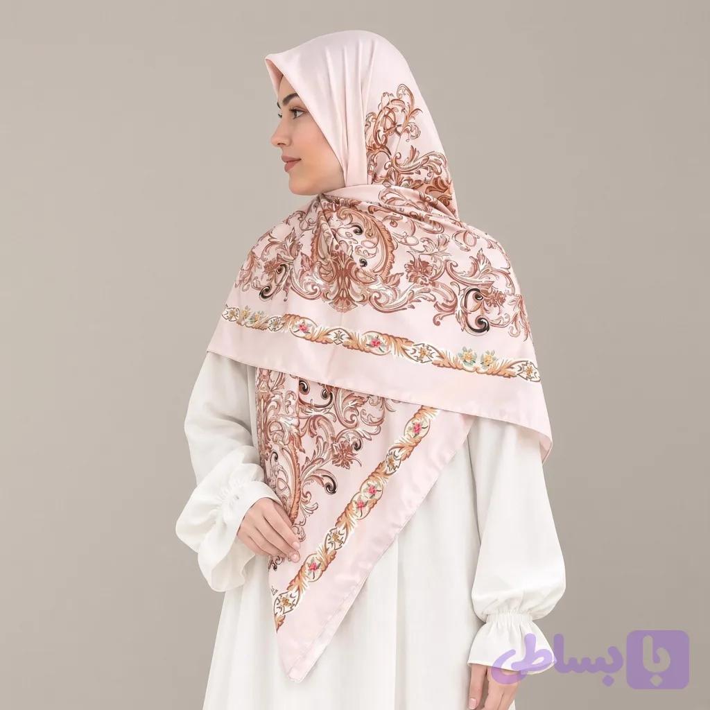 روسری ابریشم ساتن ساحل — تصویر 1