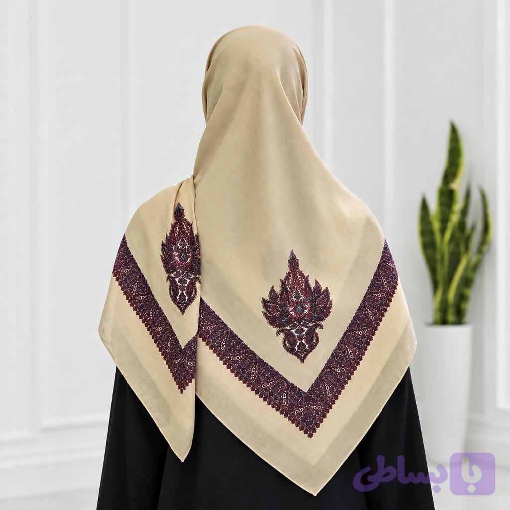 روسری نخی زنانه طرح چفیه یمنی — تصویر 1