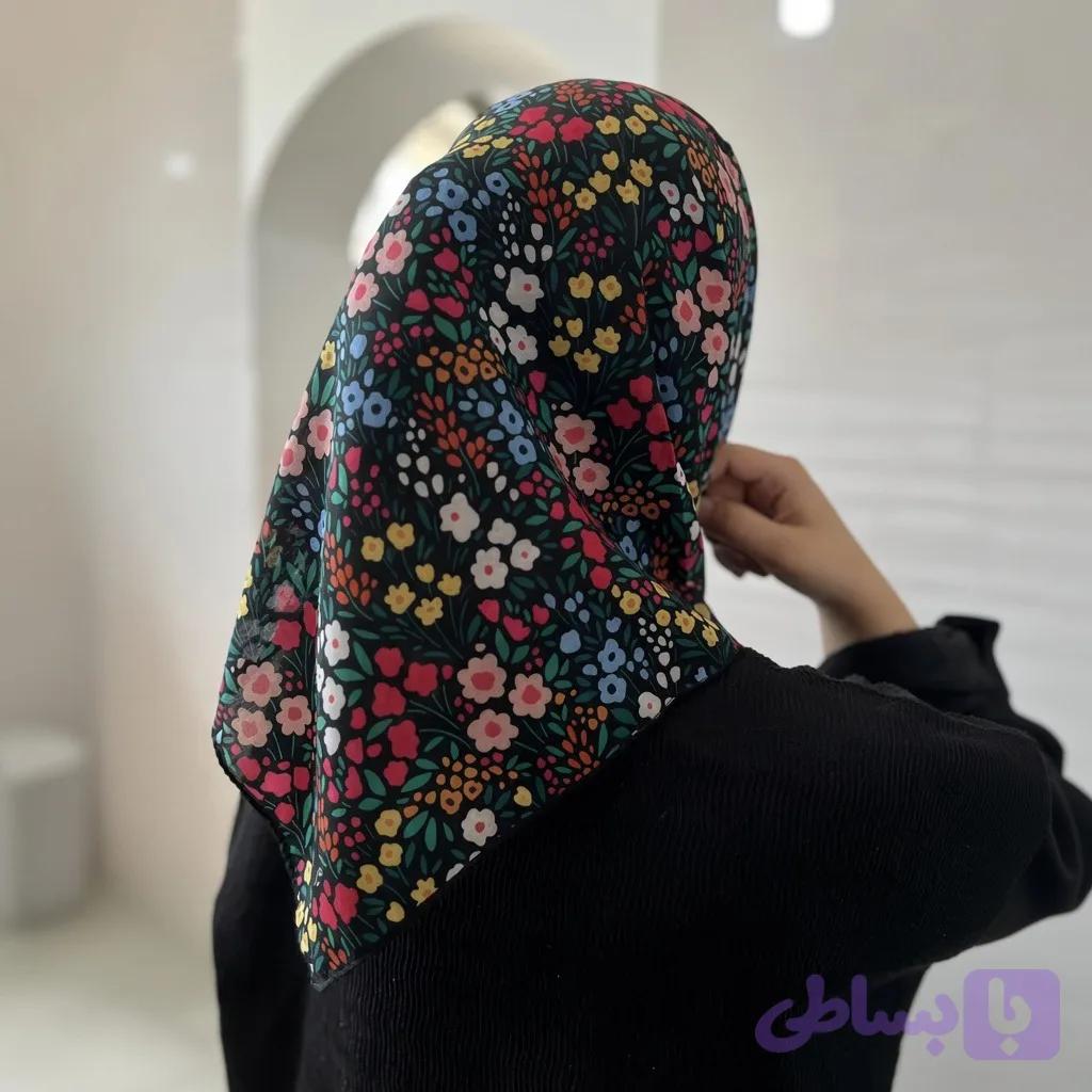 مینی اسکارف نخ دخترانه طرح زیبا رنگ مشکی
