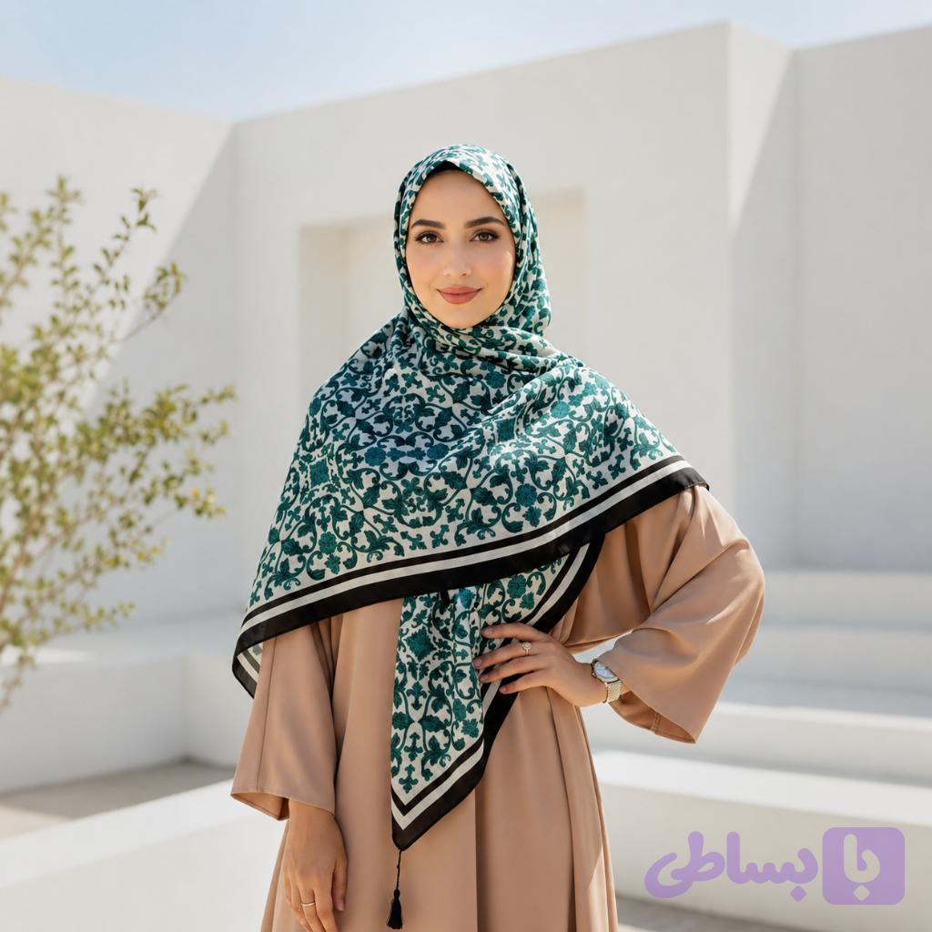 روسری سوپرنخ زنانه طرح سبزینه — تصویر 1