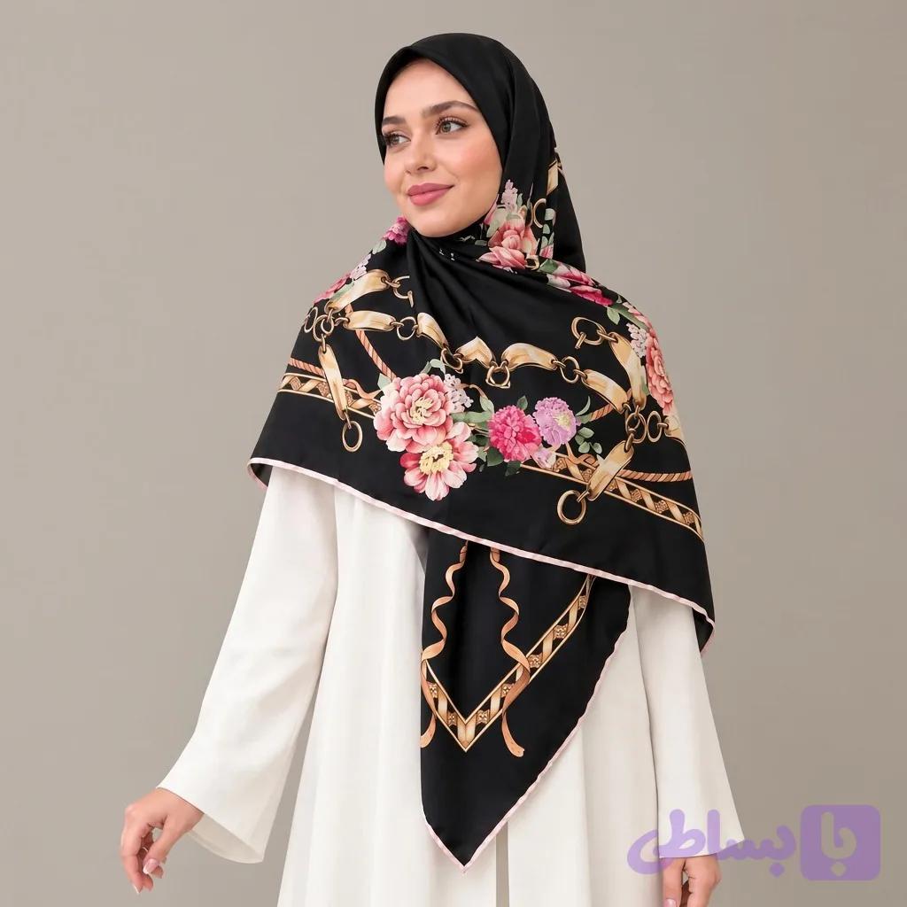 روسری ابریشم ساتن کیمیا — تصویر 1