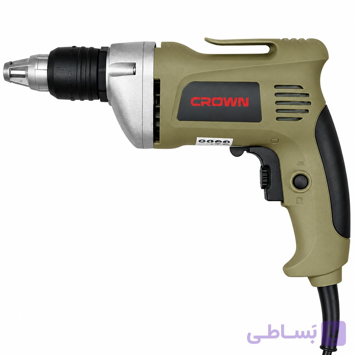 دریل پیچ‌گوشتی برقی کرون CROWN مدل CT12001 توان 710 وات بیت‌خور 1/4 اینچ