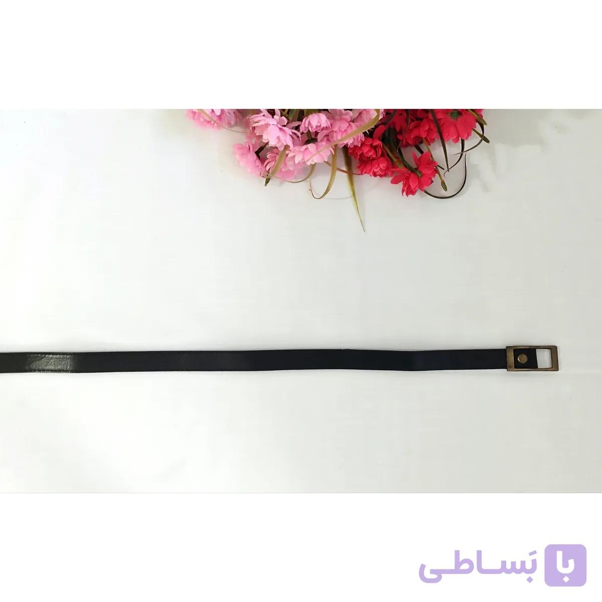 کمربند زنانه چرم مشکی با عرض ۱.۸ سانتی